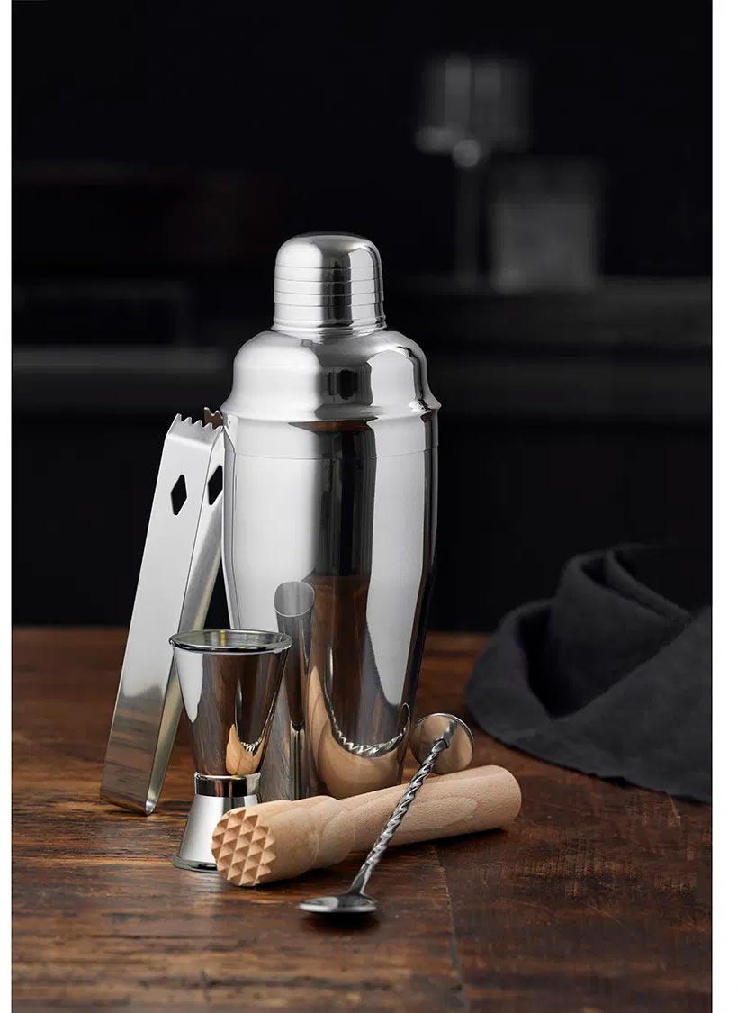 Funktion Rustfritt Stål og Bøk 5 deler Barsett