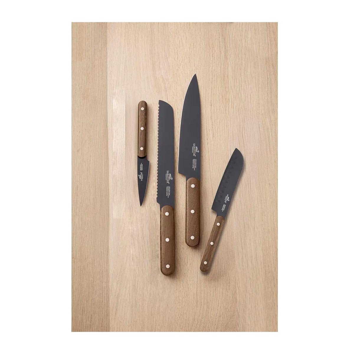Lion Sabatier Phenix Walnut 4 deler Knivsett