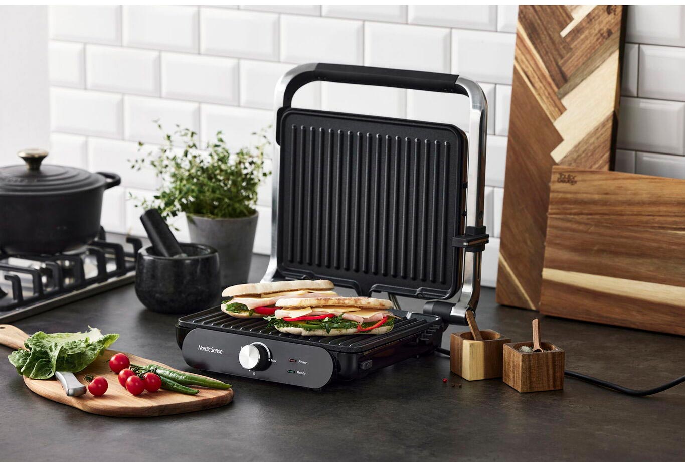 Nordic Sense 2000 W Paninigrill med Avtakbare Grillplater