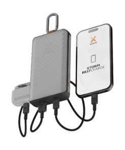 Xtorm XG2S101 Go2 10.000 mAh 15 W Solcelledrevet Powerbank med Lys og Karabinkrok