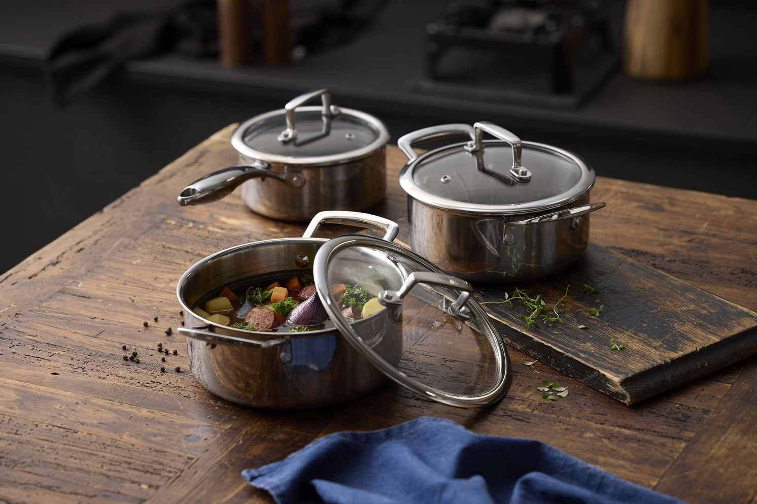 HOLM Hybrid 3ply 6 deler Grytesett med Lokk