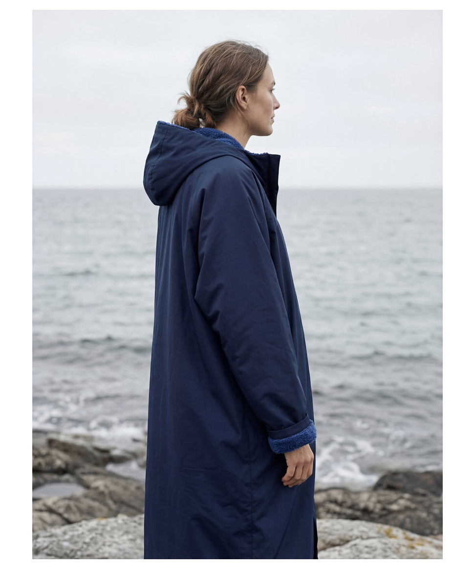 Södahl North Polyester Fleecefôret L/XL Navy Vinterbadekåpe