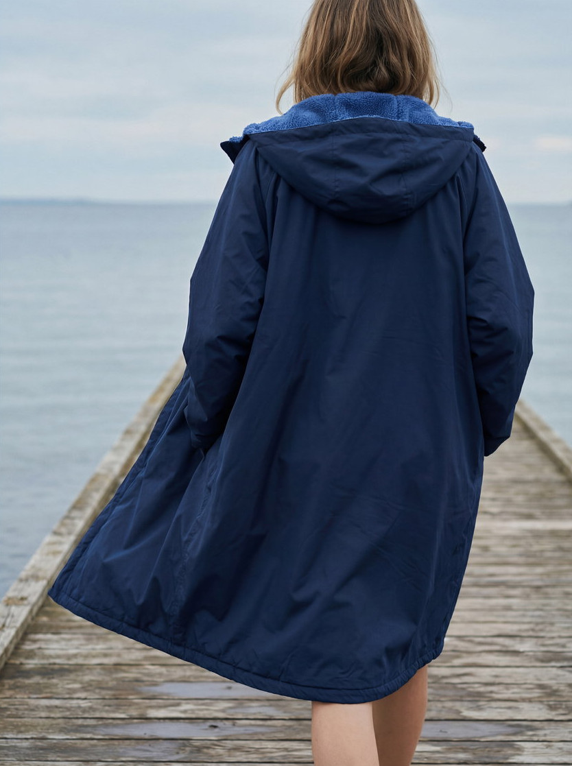 Södahl North Polyester Fleecefôret L/XL Navy Vinterbadekåpe