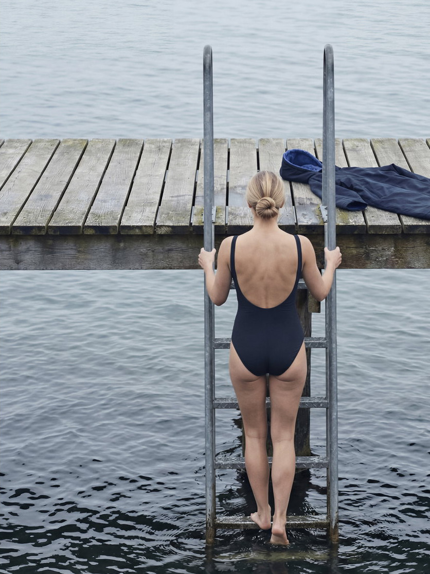 Södahl North Polyester Fleecefôret L/XL Navy Vinterbadekåpe