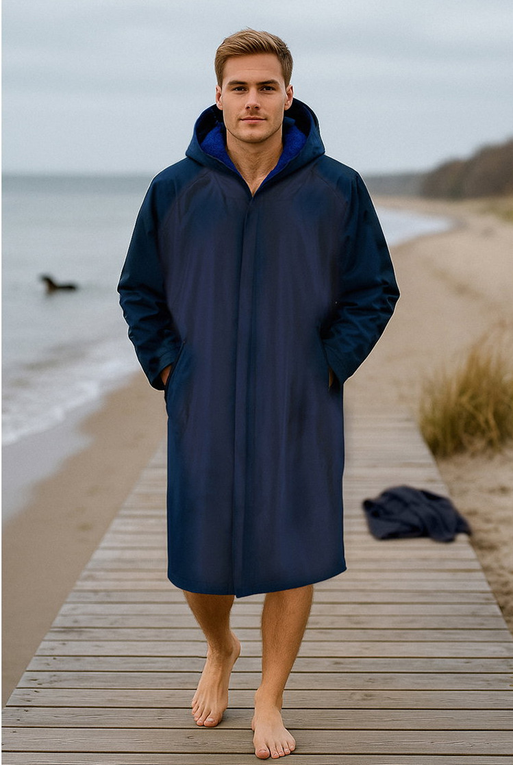 Södahl North Polyester Fleecefôret L/XL Navy Vinterbadekåpe