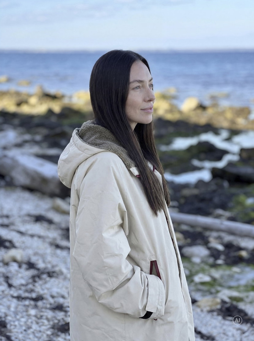 Södahl North Polyester Fleece S/M Beige Vinterbadekåpe