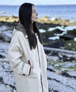 Södahl North Polyester Fleece S/M Beige Vinterbadekåpe