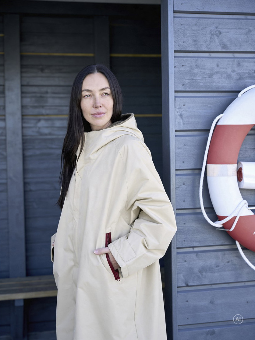 Södahl North Polyester Fleece L/XL Beige Vinterbadekåpe
