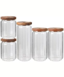 Gladkokken 5-pakning Glass og Tre Oppbevaringskrukker