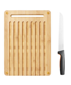 Fiskars Functional Form Bambus Skjærebrett med Brødkniv