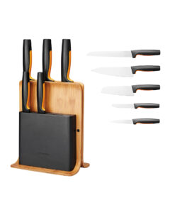 Fiskars Functional Form Bambus Knivblokk med 5 Kniver