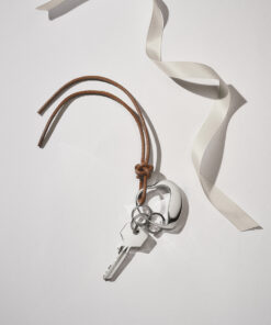 Georg Jensen Heart Hjerteformet Nøkkelring med Skinnsnor