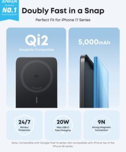 Anker Nano 5000 mAh 15W MagGo Slim Qi2 Magnetisk Trådløs Powerbank